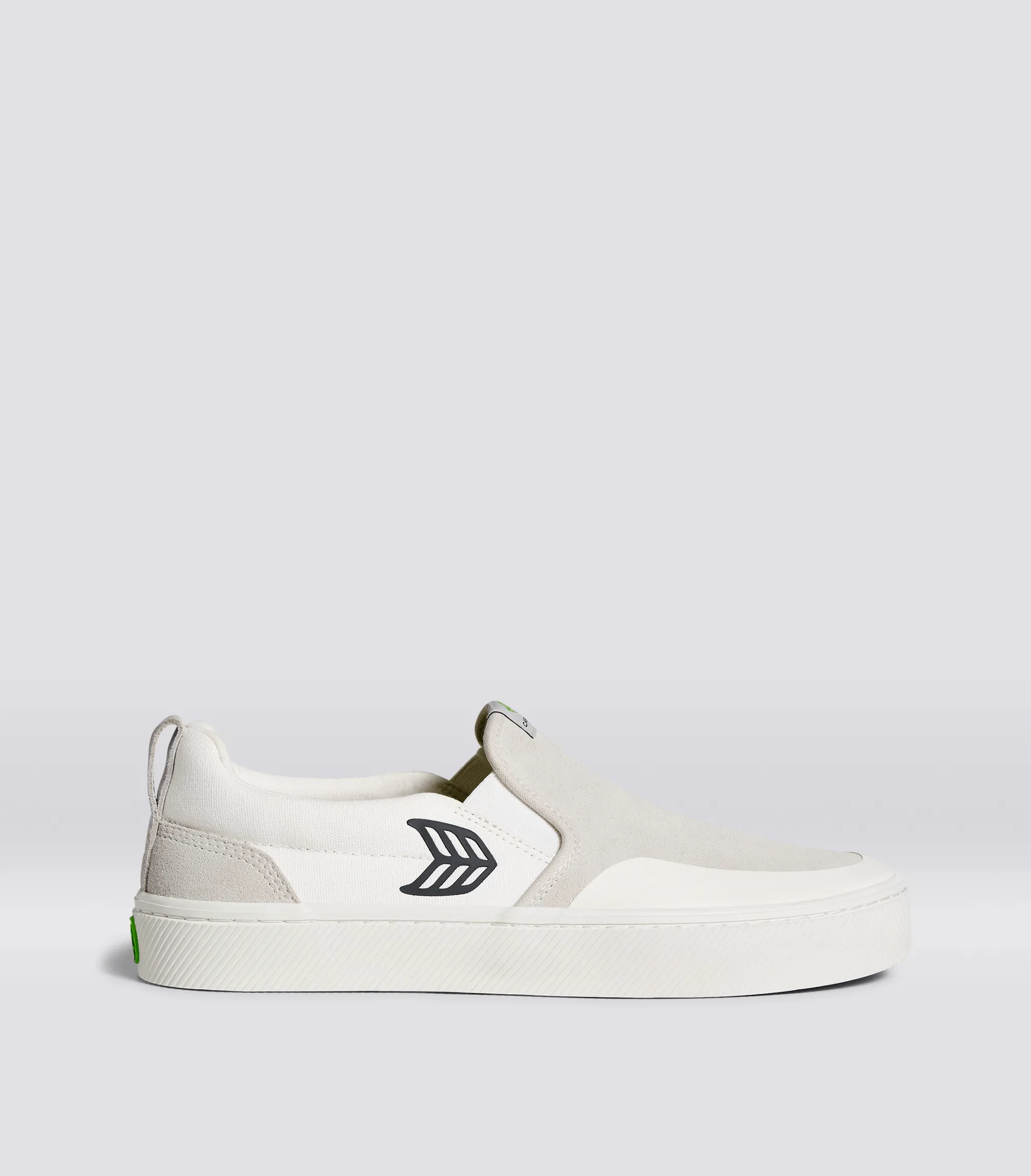 SLIP-ON PRO Off-White Canvas Vintage White Suede Black Logo Sneaker Women