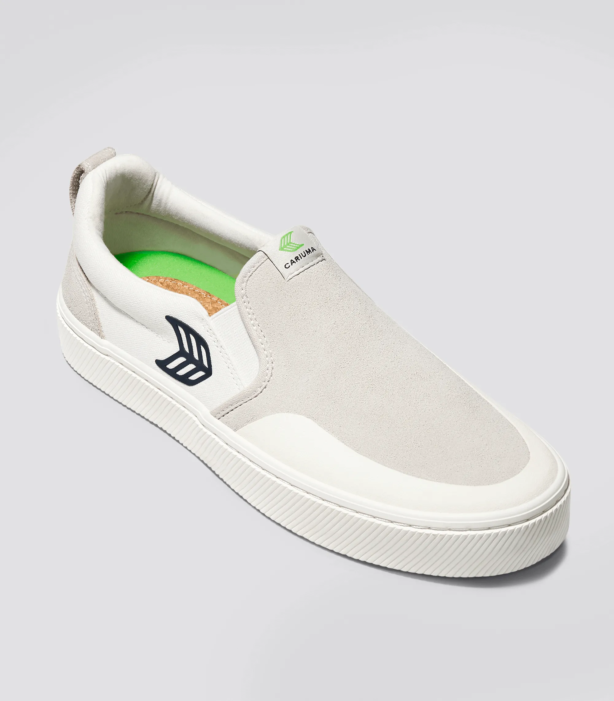 SLIP-ON PRO Off-White Canvas Vintage White Suede Black Logo Sneaker Women