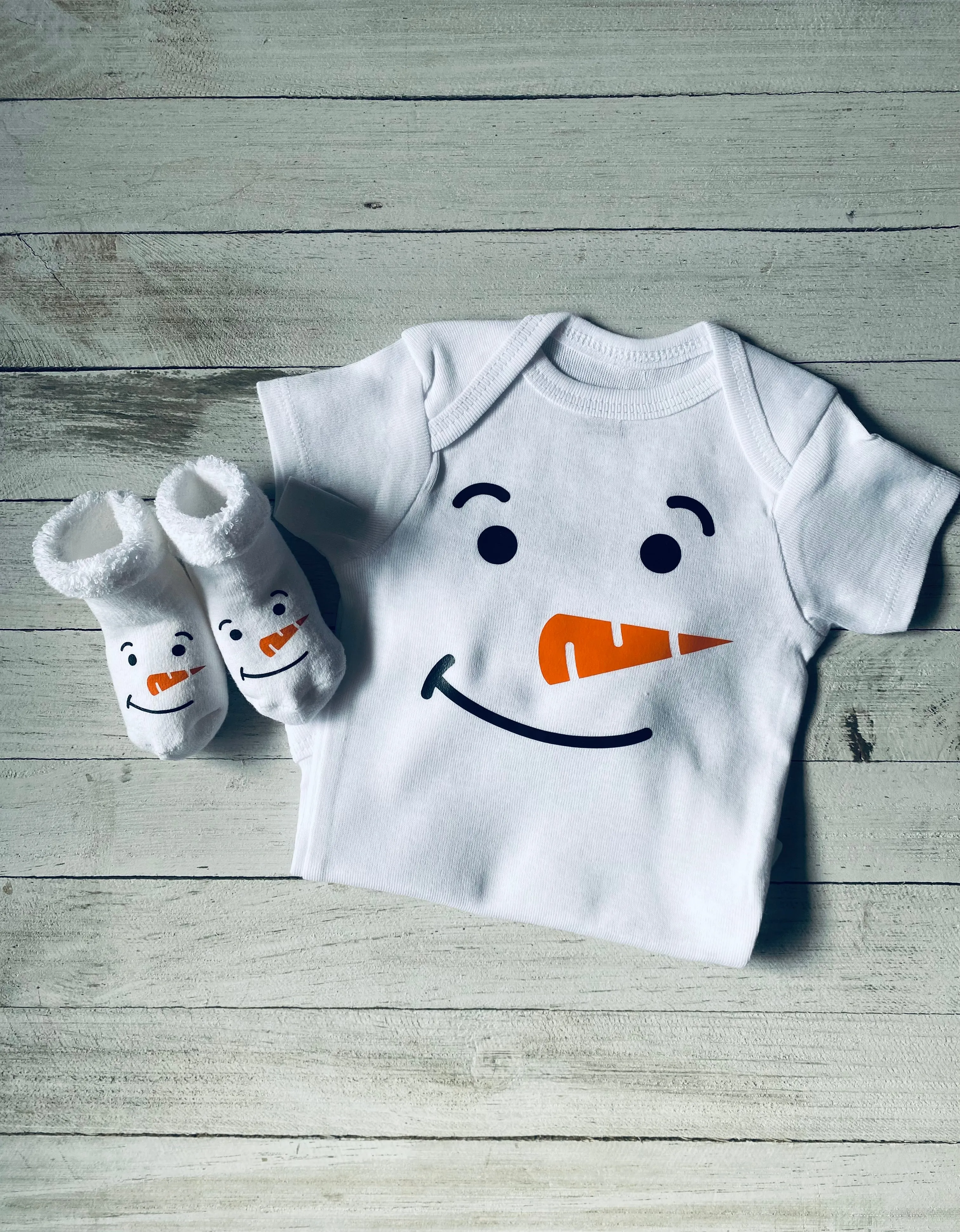 Snowman Baby Bodysuit and Socks