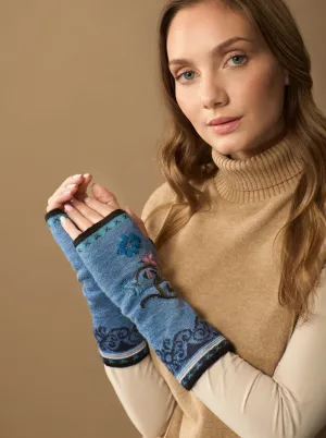 Sofia Alpaca Wrist Warmers | Embroidery | Reversible | Fall