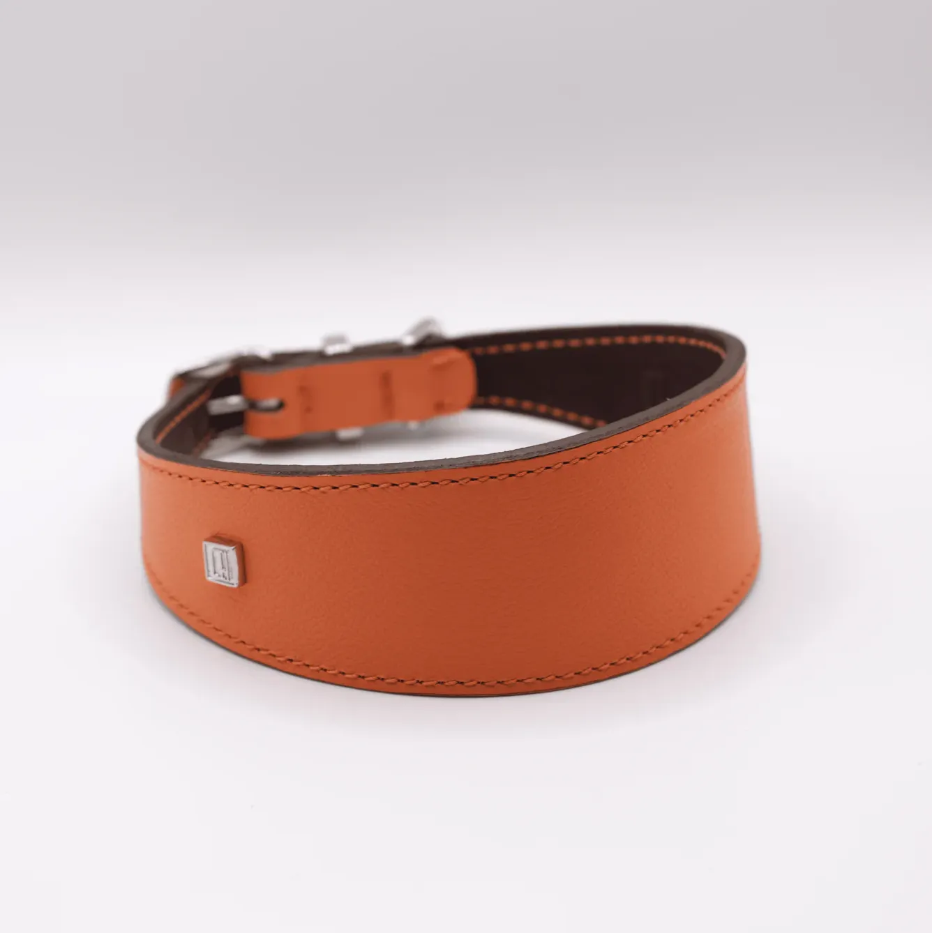 Soft Leather Hound Collar Orange