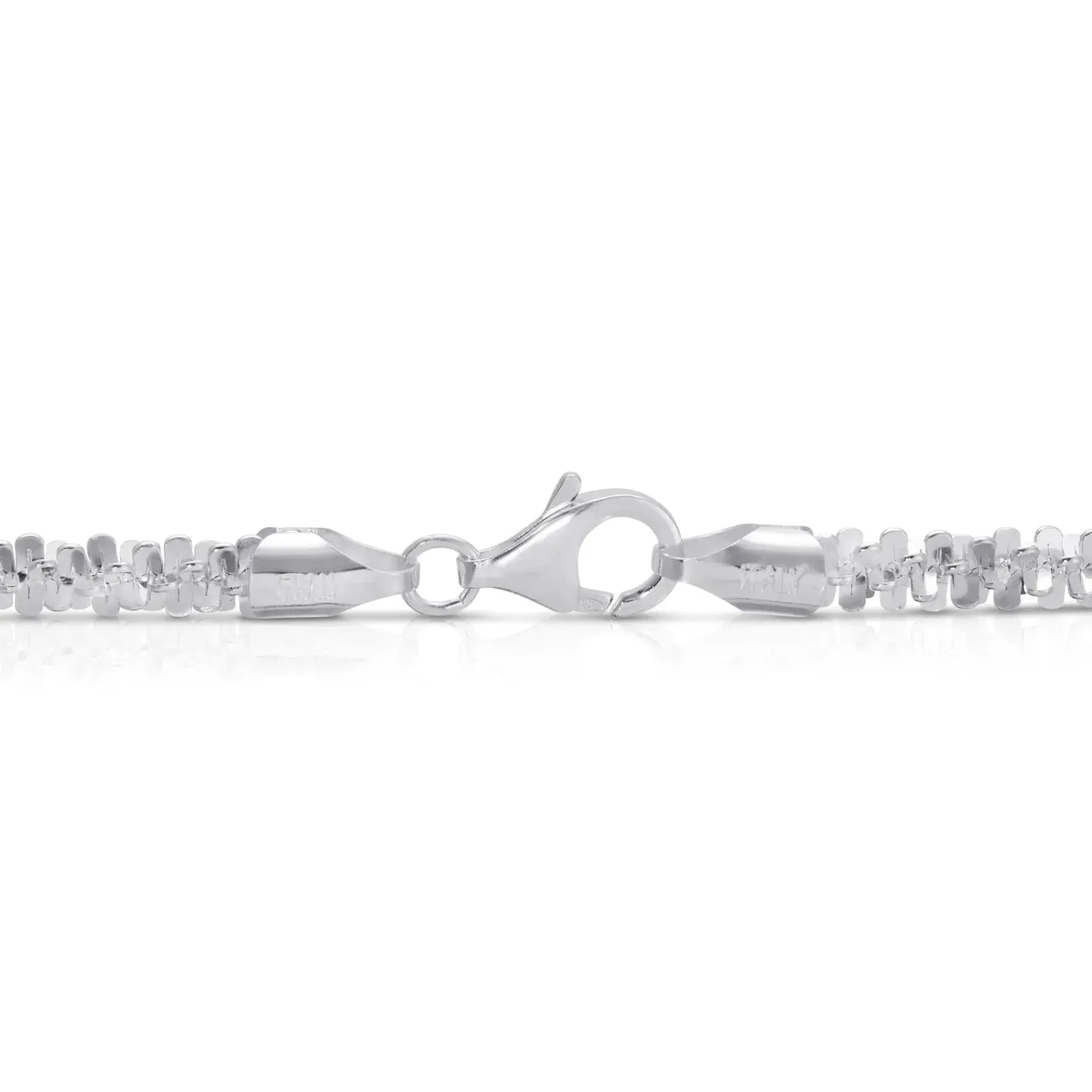 Solid 925 Sterling Silver Diamond Cut Margarita Sparkle Rock 3MM Chain Necklace