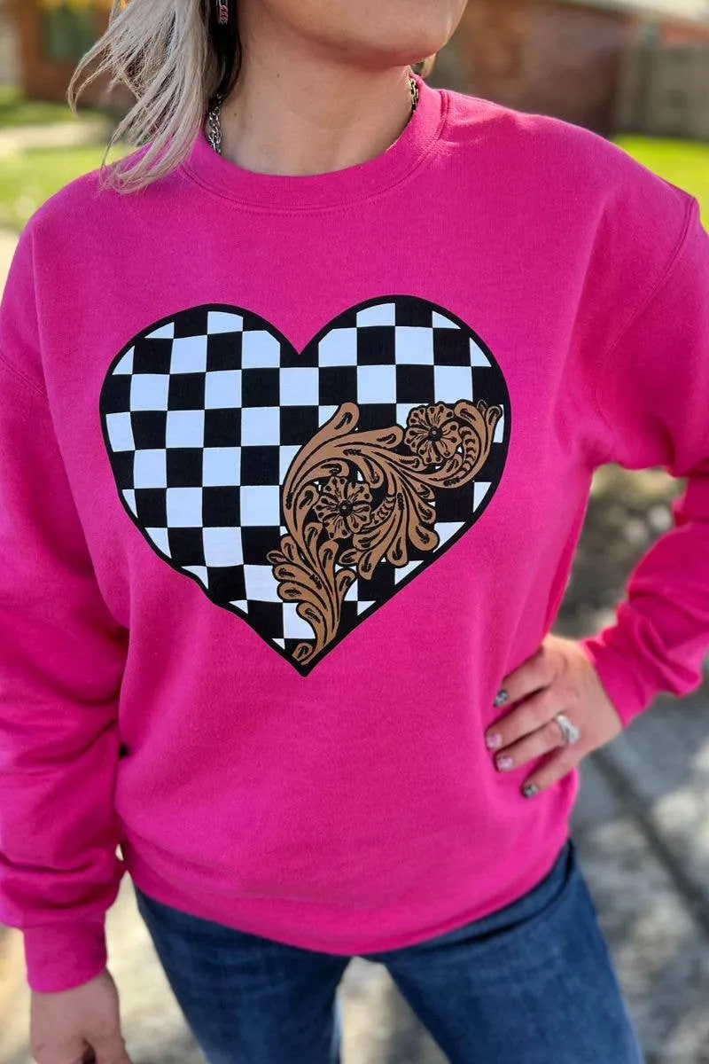 Sterling Kreek Checked In Love Pullover Sweatshirt