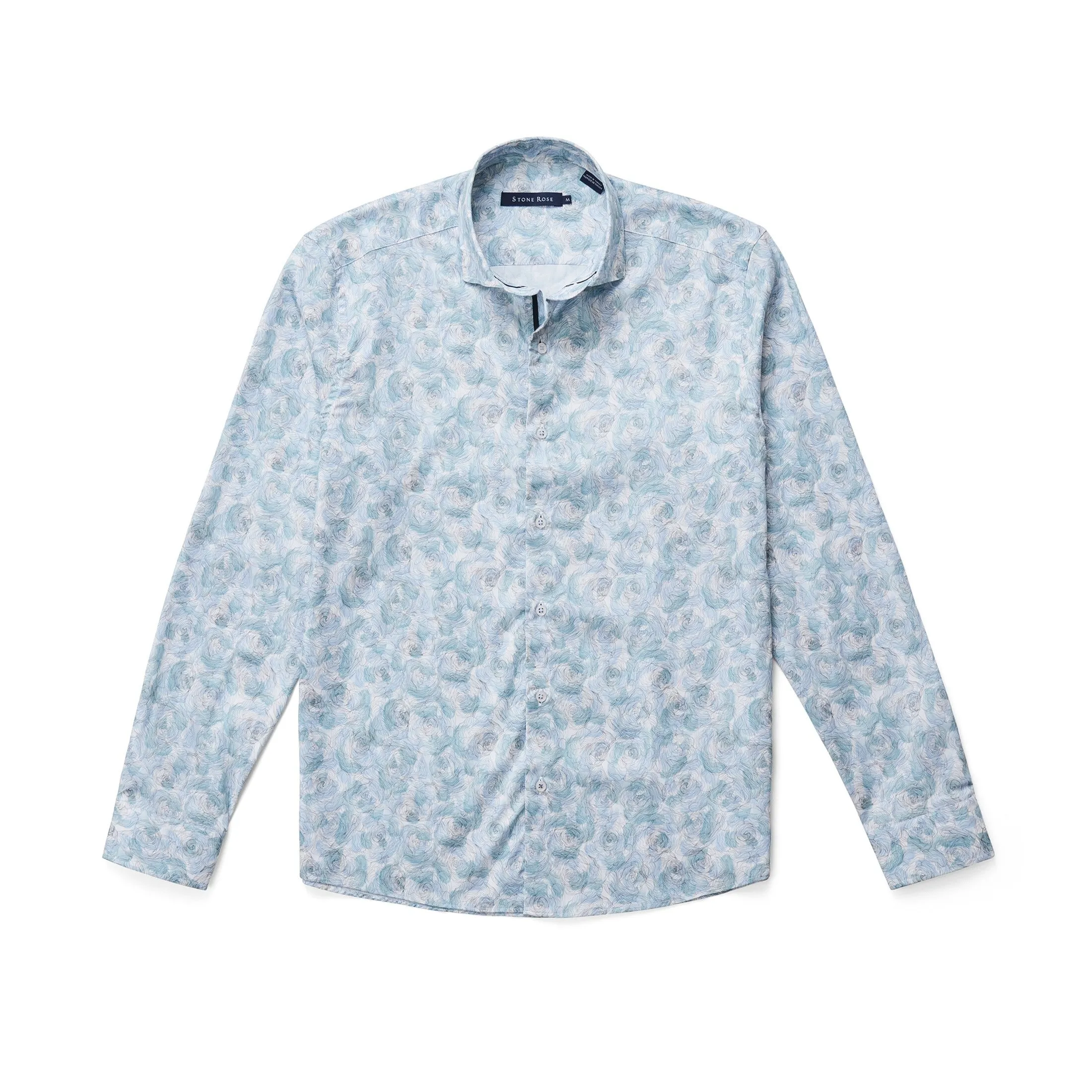 Stone Rose Print Rose Pattern Soft Cotton Tencel Shirt