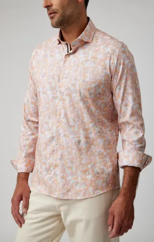 Stone Rose Print Rose Pattern Soft Cotton Tencel Shirt