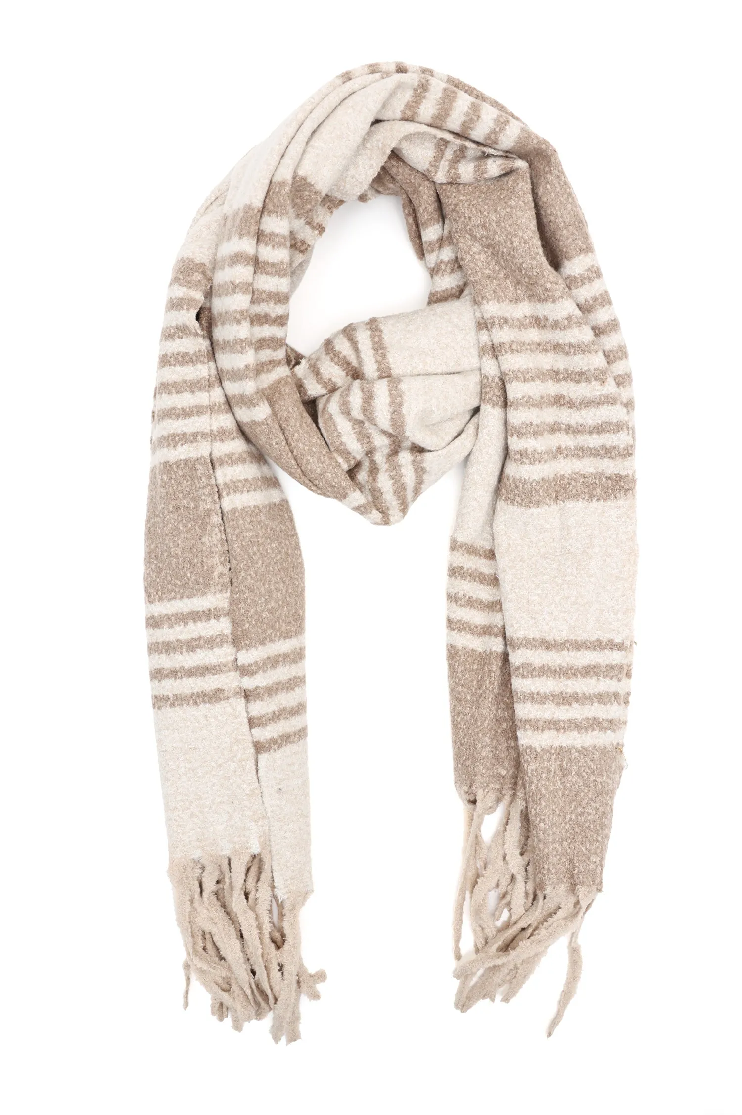 STRIPED FRINGE SCARF