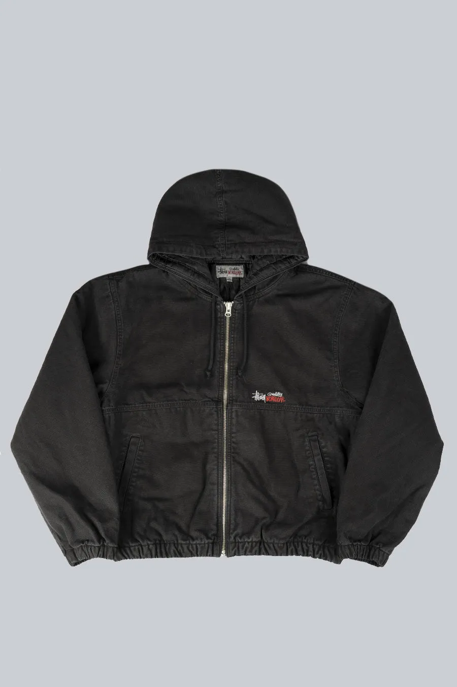 STUSSY DENIM SHERPA WORK JACKET WASHED BLACK