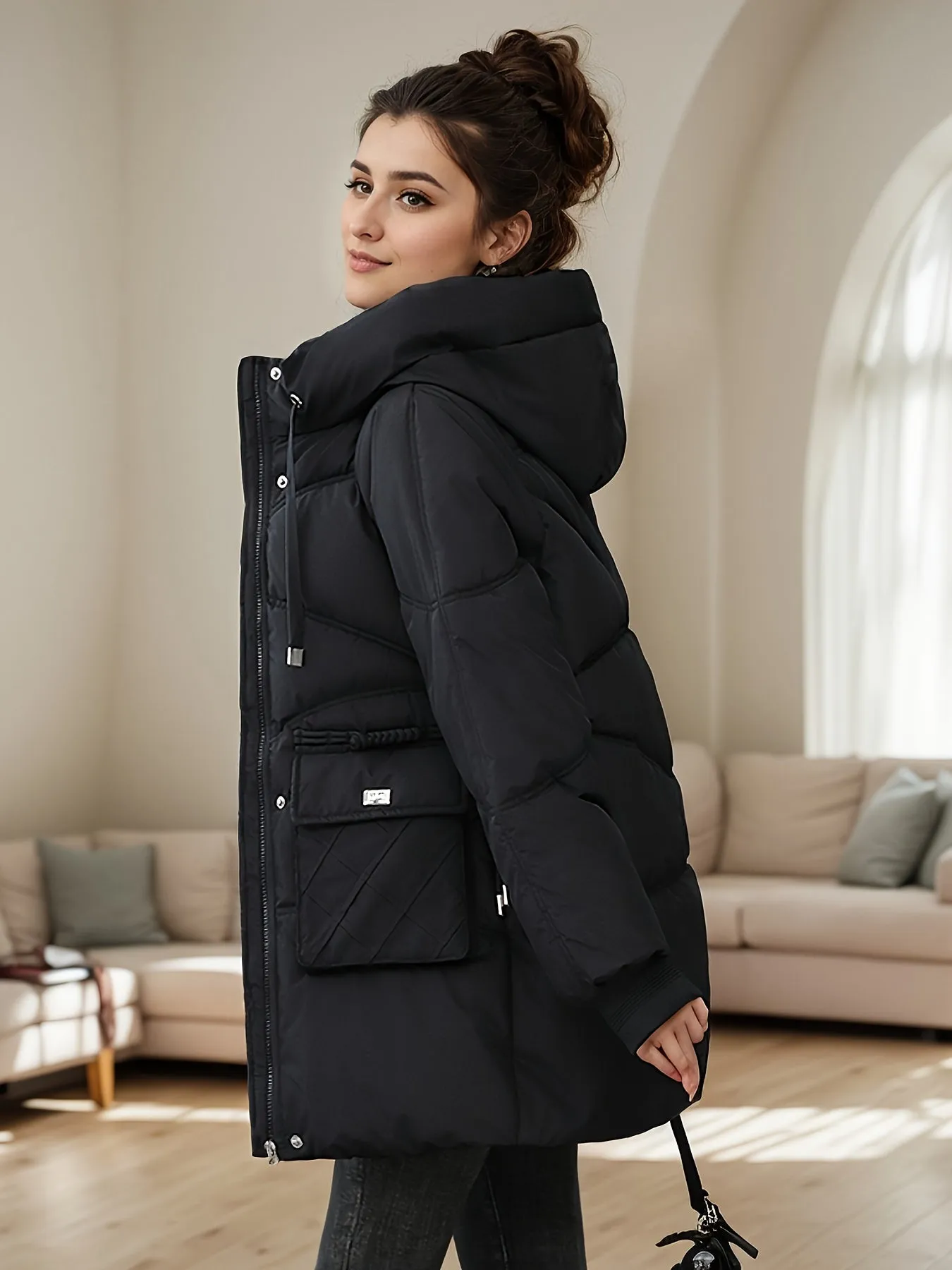 Stylish Middle Long Puffer Jacket for Women | Perfect for Casual Days