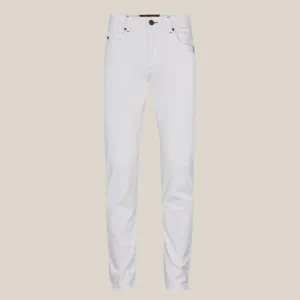 Suede Touch Slim Fit 5-Pocket Chino - White