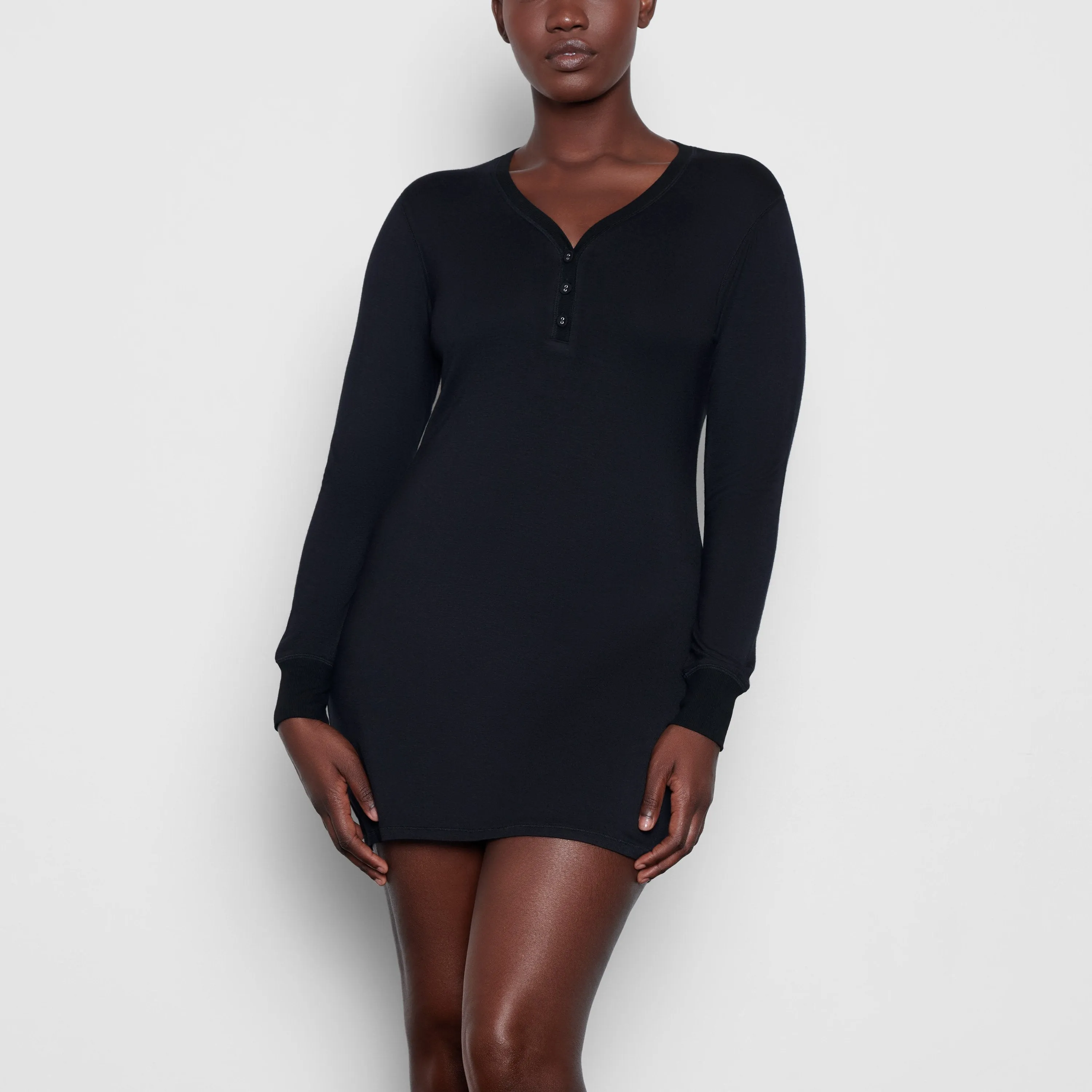 SUMMER SLEEP HENLEY DRESS | ONYX