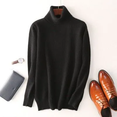 Super Warm 100% Cashmere Turtleneck Men's Winter Knit Sweater