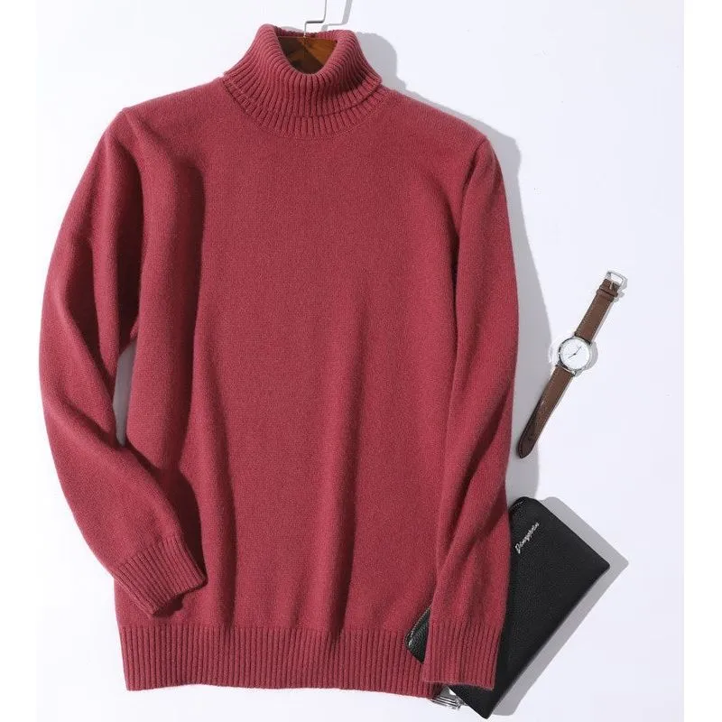 Super Warm 100% Cashmere Turtleneck Men's Winter Knit Sweater