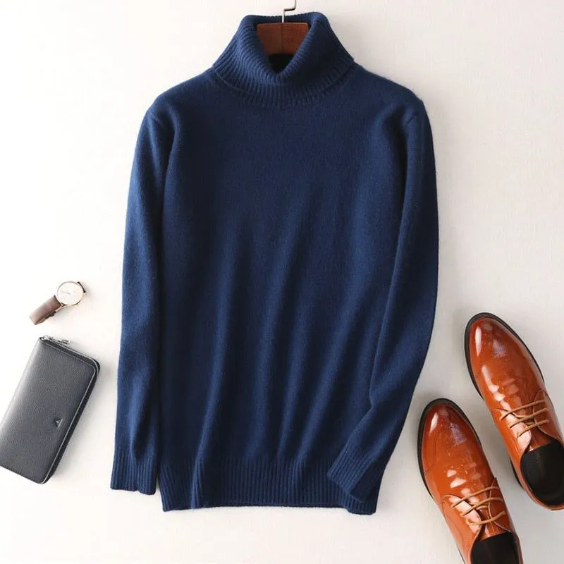 Super Warm 100% Cashmere Turtleneck Men's Winter Knit Sweater