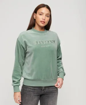 Superdry - Velour Graphic Boxy Crew Sweatshirt Light Jade Green