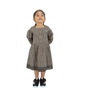 Sustainable Stripes: Eco-Friendly Black Striped Cotton Dress for Girls