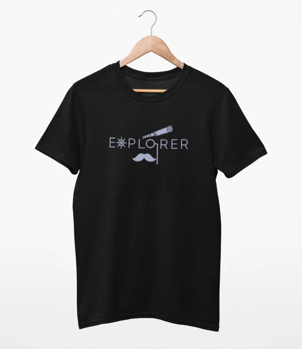 Sustainable T-Shirt | Recycled Plastic   Recycled Cotton Blend | Explorer Design (Black)