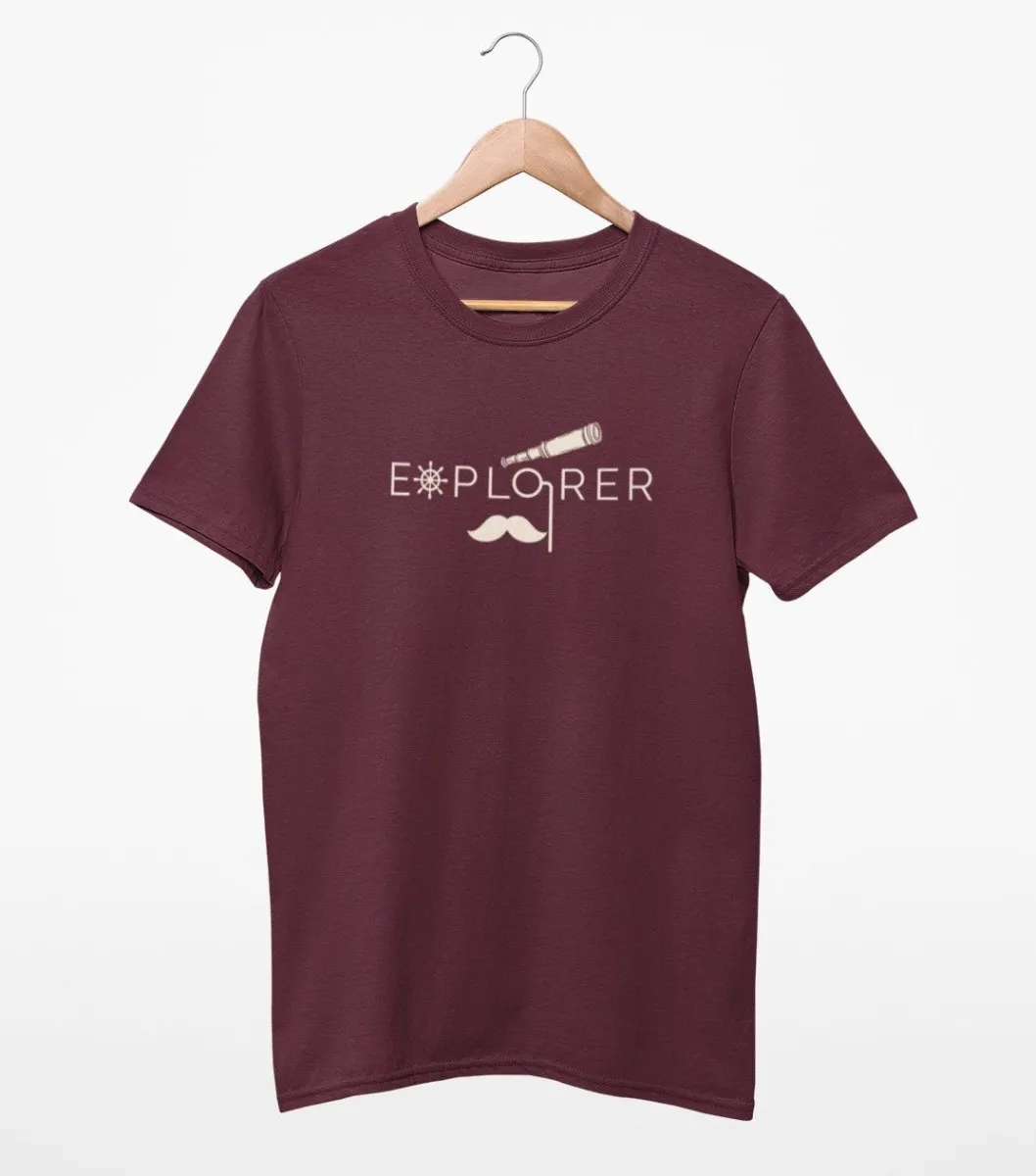 Sustainable T-Shirt | Recycled Plastic   Recycled Cotton Blend | Explorer Design (Mauve)