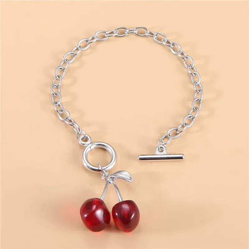 Sweet Summer Red Transparent Cherry Fruit Long Party New Earring