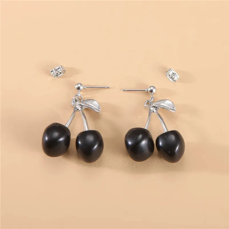 Sweet Summer Red Transparent Cherry Fruit Long Party New Earring