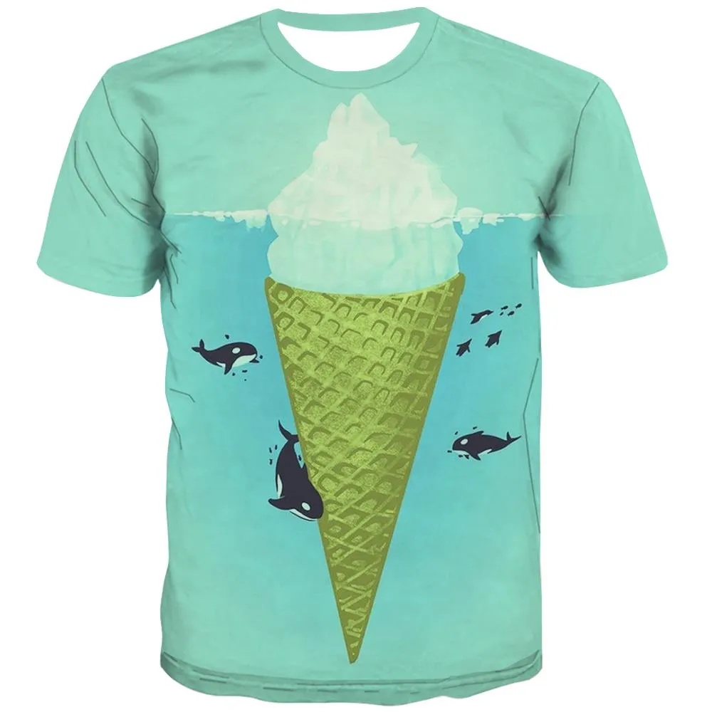 Sweet T shirts Men Gourmet Tshirts Cool Icecream Tshirts Casual Colourful Tshirt Anime