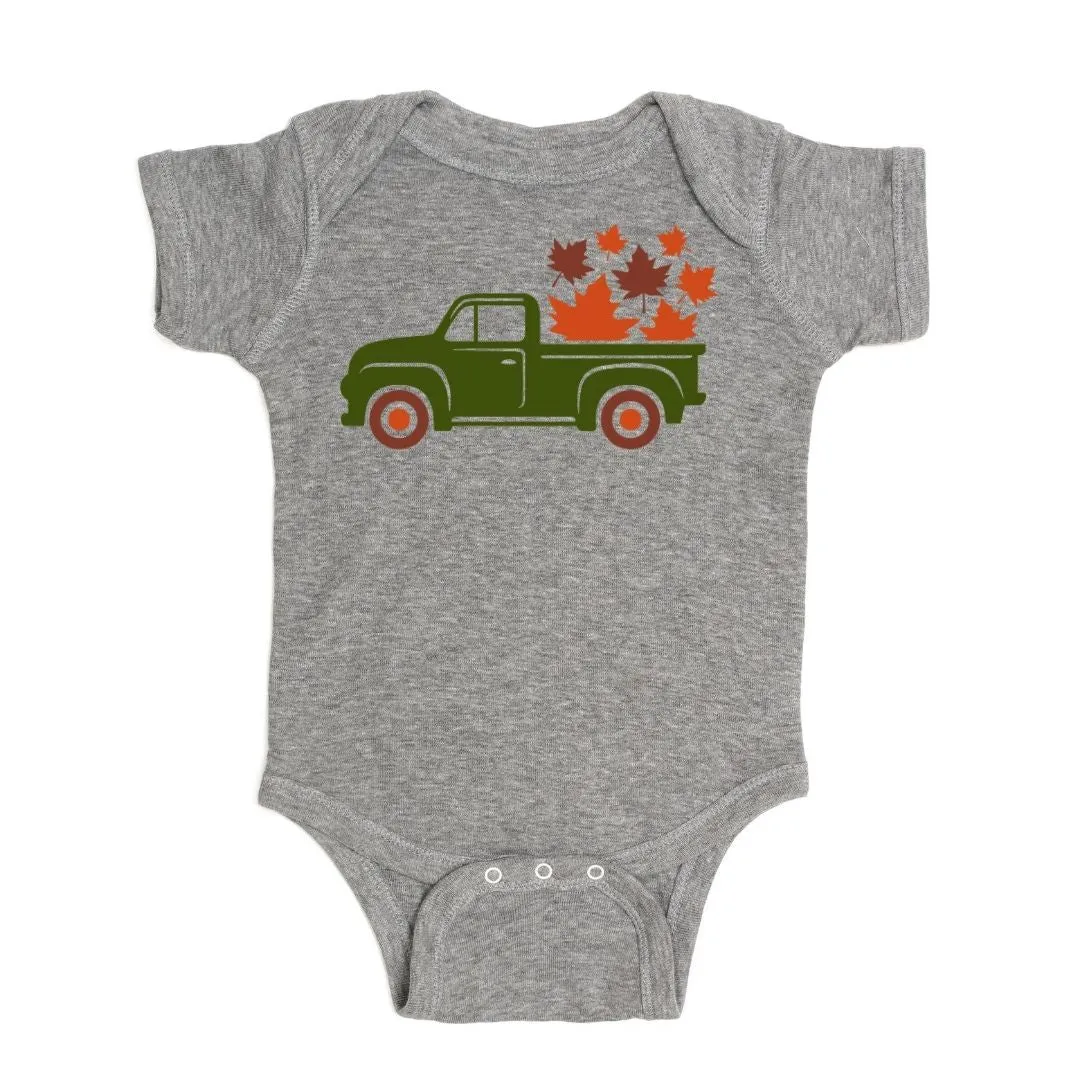 Sweet Wink Fall Truck Bodysuit - Gray