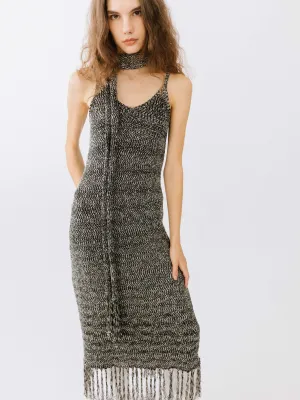 Tassel Knit Sling Midi Dress