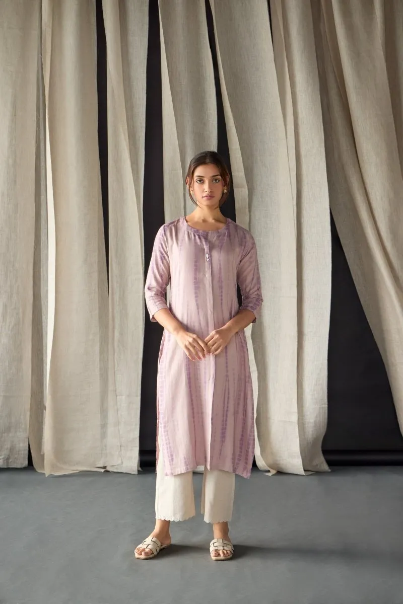 Tie-Dye Onion Pink Ecovero Linen Kurta