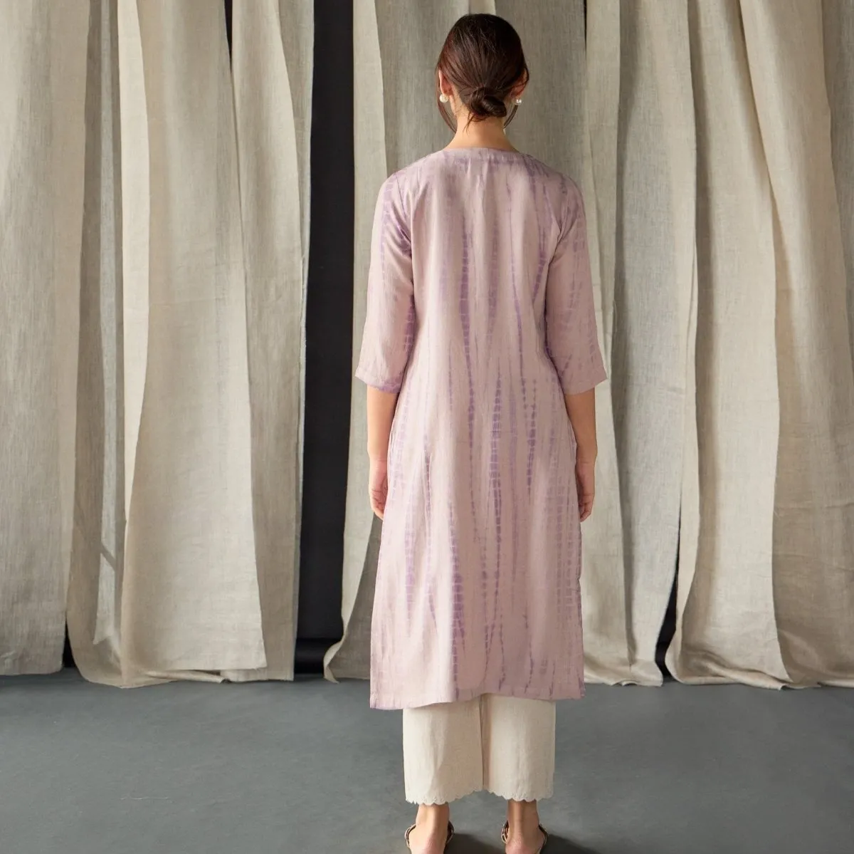 Tie-Dye Onion Pink Ecovero Linen Kurta