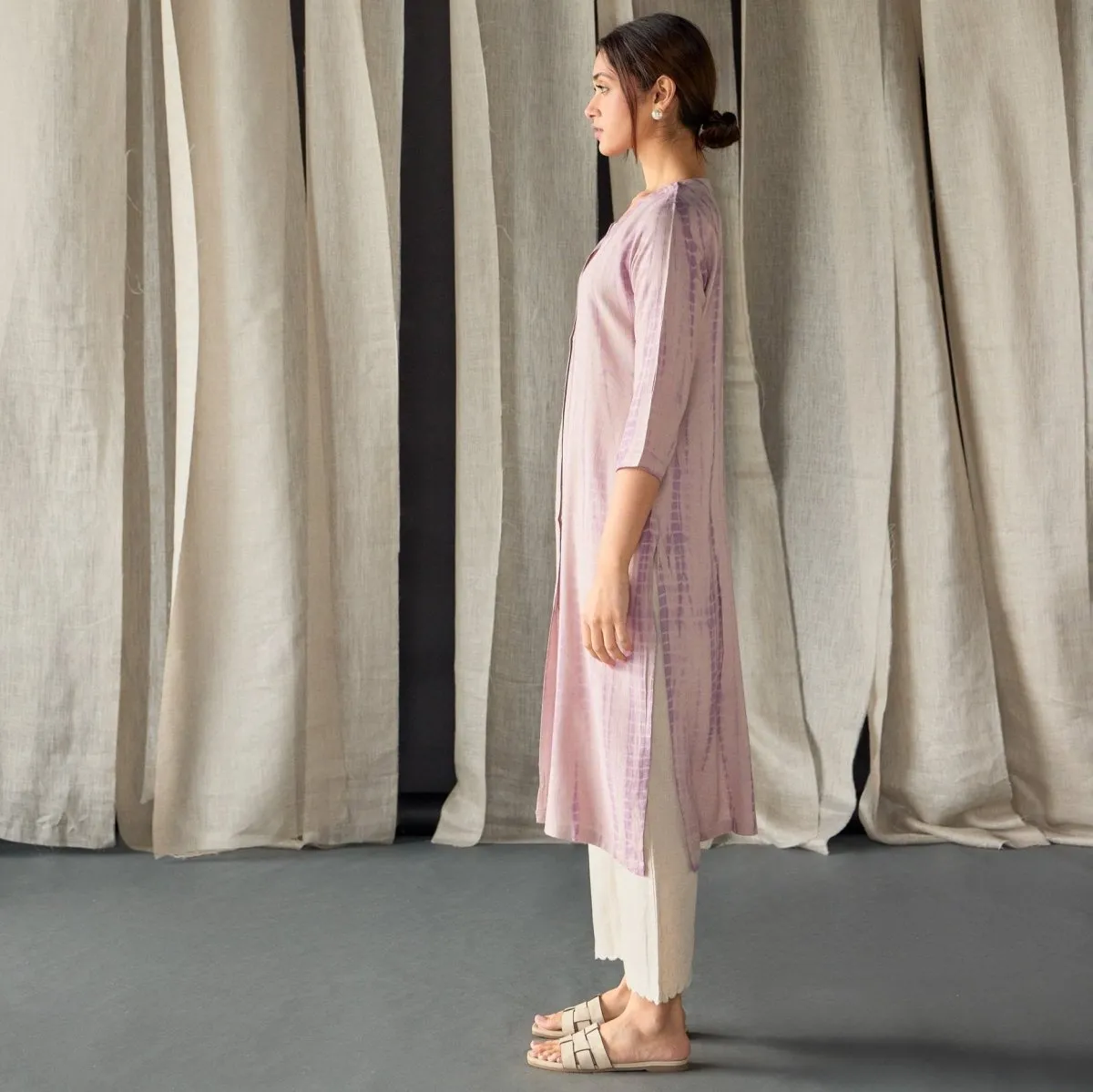 Tie-Dye Onion Pink Ecovero Linen Kurta