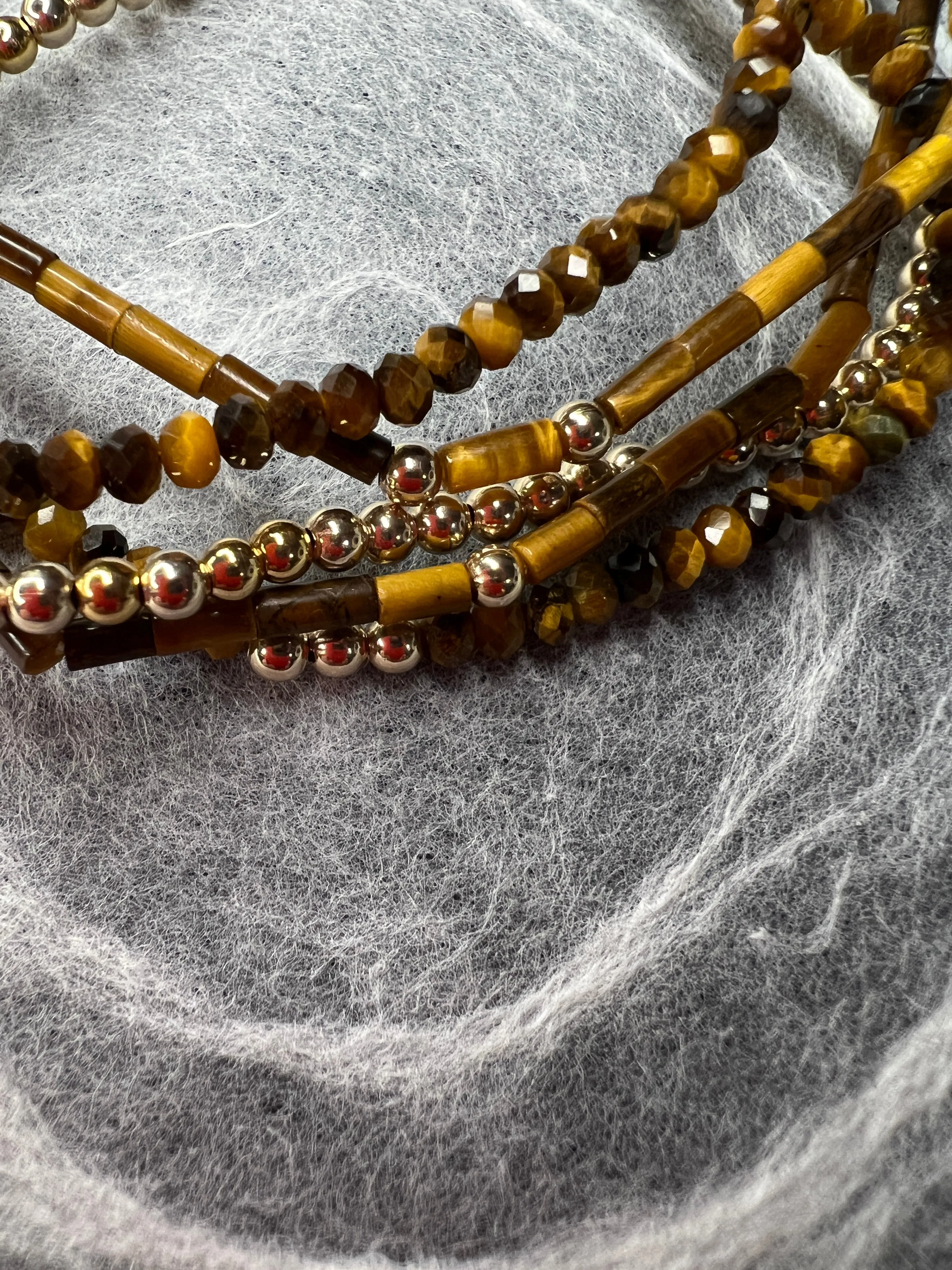 Tigers Eye & Golden Ball Bracelets