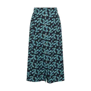 TIGI 10/12 Indigo Eco Leaf Print Button Skirt