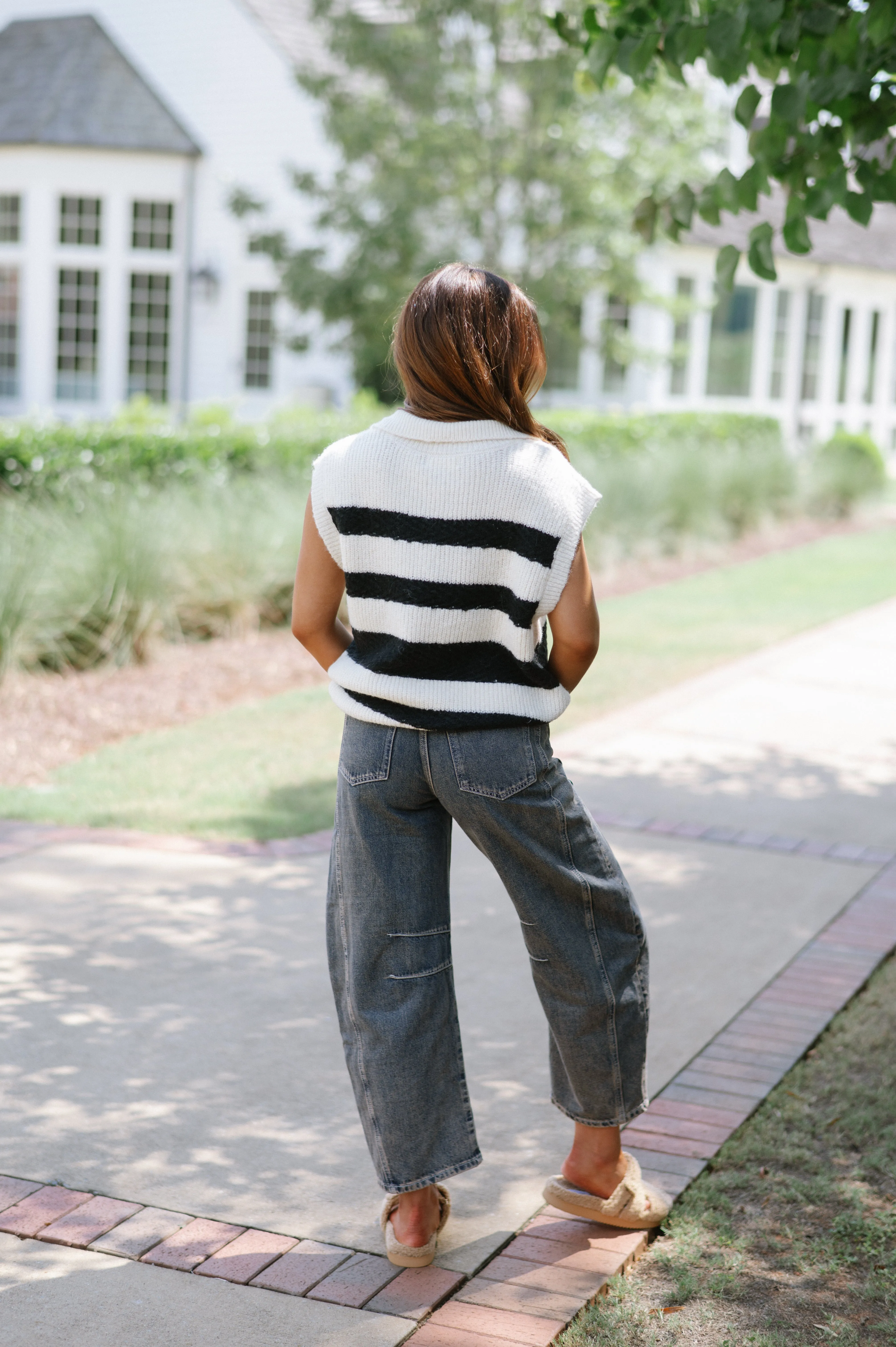 Together Sweater Vest-Ivory/Black