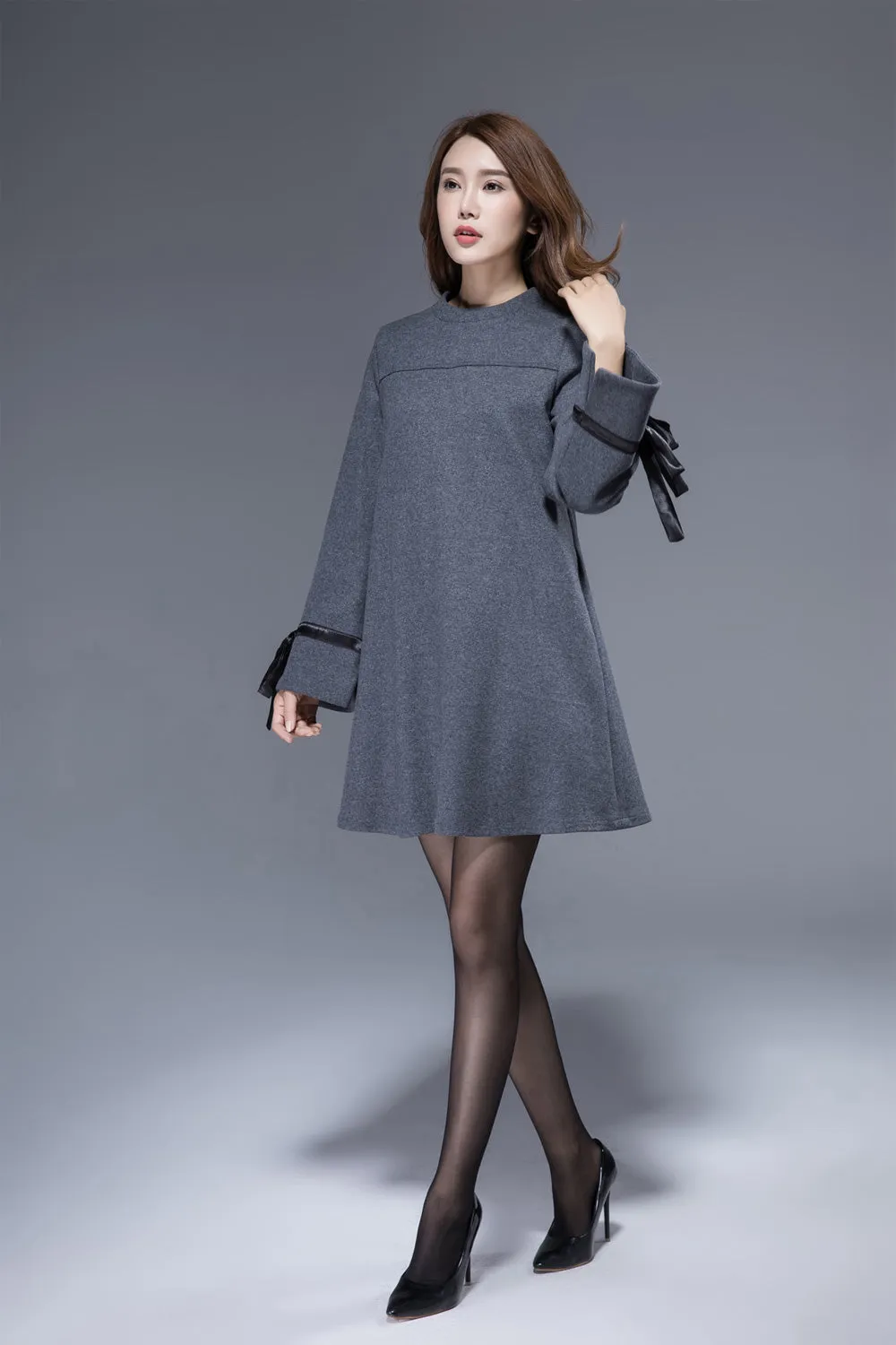 Tunic dress, plus size dress, wool dress, gray dress, woman dress, cute dress, mini dress 1828