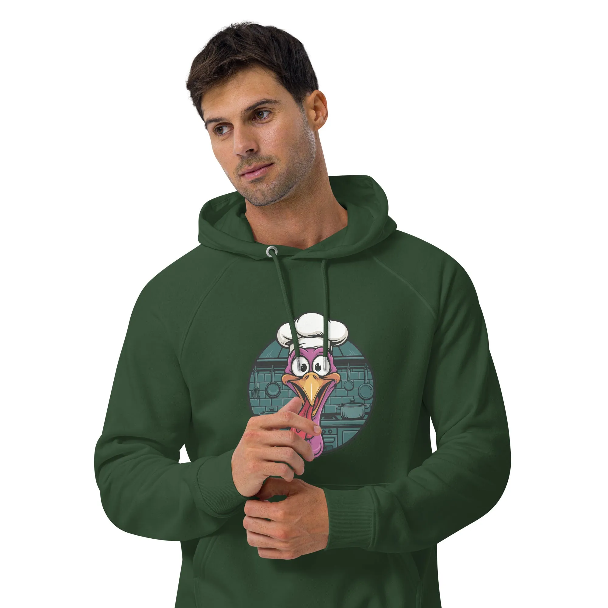 Turkey Head Graphic Men Eco Raglan Hoodie