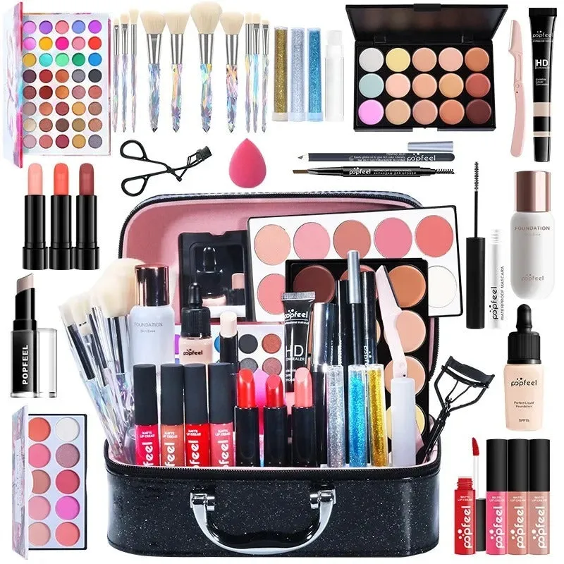 Ultimate All-in-One Makeup Kit - Perfect for Beginners &amp; Pros | Complete Cosmetic Set with Eyeshadows, Lipsticks, Blush, Brushes, and More