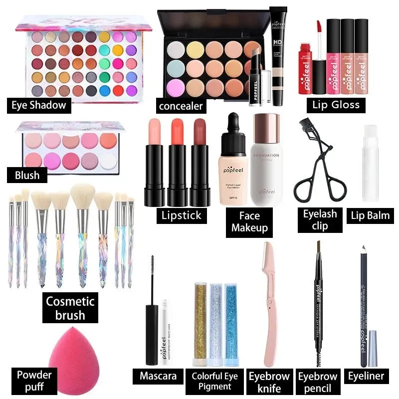 Ultimate All-in-One Makeup Kit - Perfect for Beginners &amp; Pros | Complete Cosmetic Set with Eyeshadows, Lipsticks, Blush, Brushes, and More