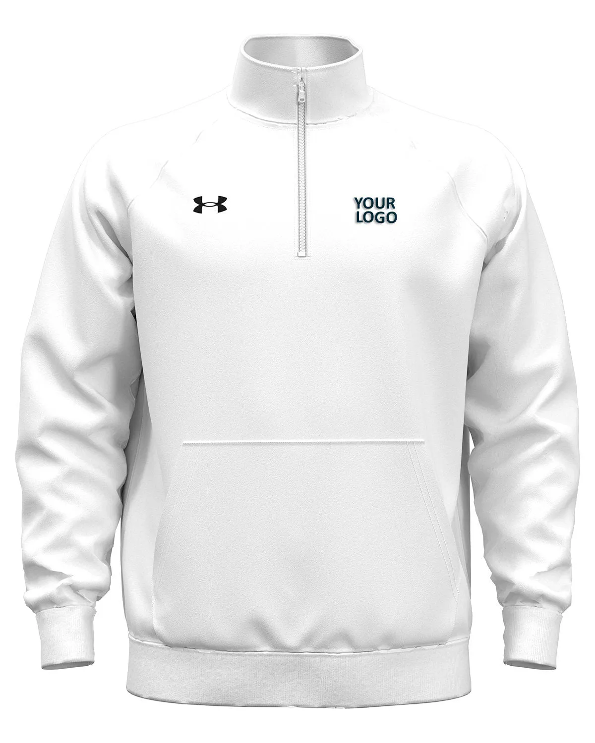 Under Armour Mens Rival Fleece Custom Quarter-Zips, White