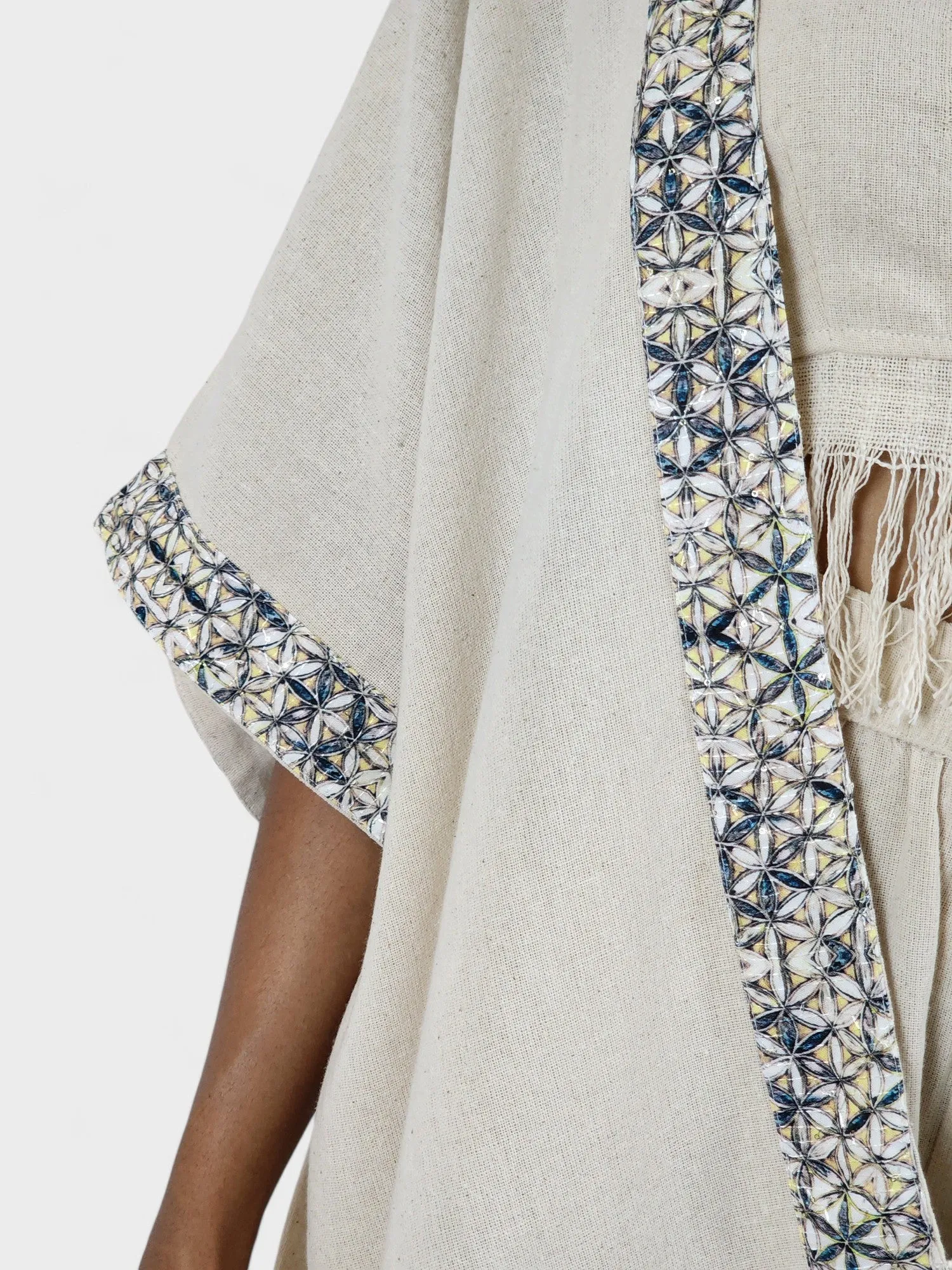 Unisex Flower of Life Organic Cotton Shrug (Cream)