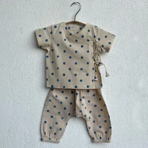 UNISEX ORGANIC INDIGO BEIGE POLKA ANGRAKHA   POLKA PANTS