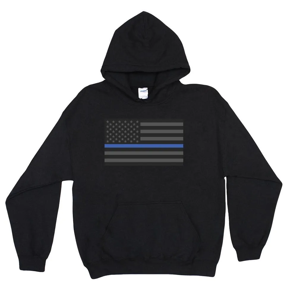 USA Flag Thin Blue Line Pullover Hoodie Sweatshirt