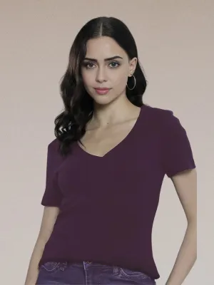 V Neck Tshirt - Mauve