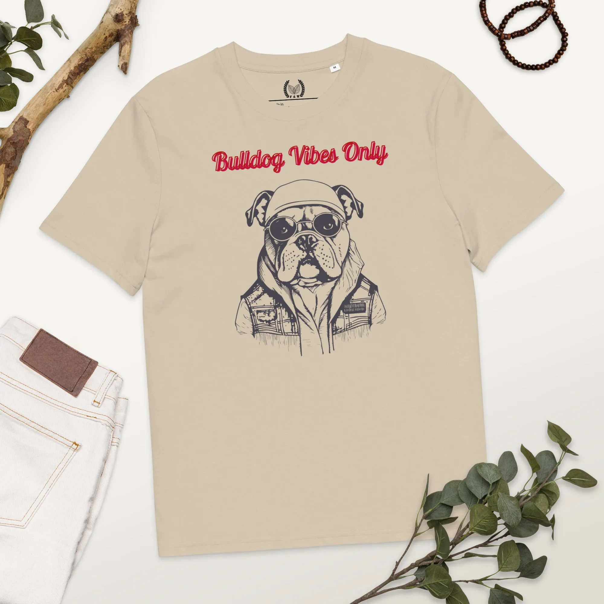 Vegan Organic Cotton T-Shirt | Bulldog Vibes Only Print