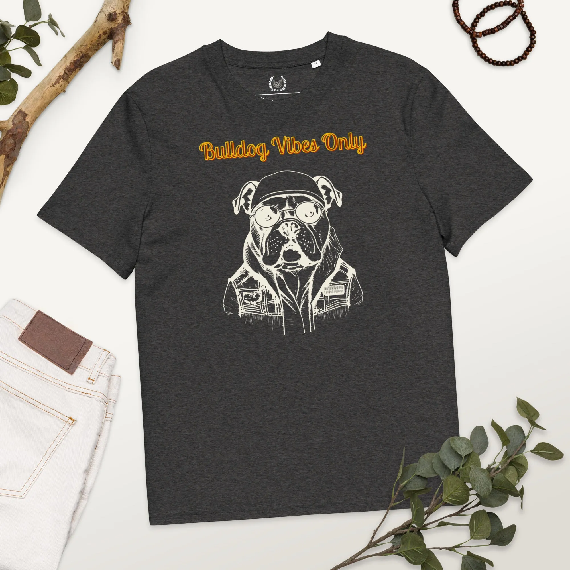 Vegan Organic Cotton T-Shirt | Bulldog Vibes Only Print