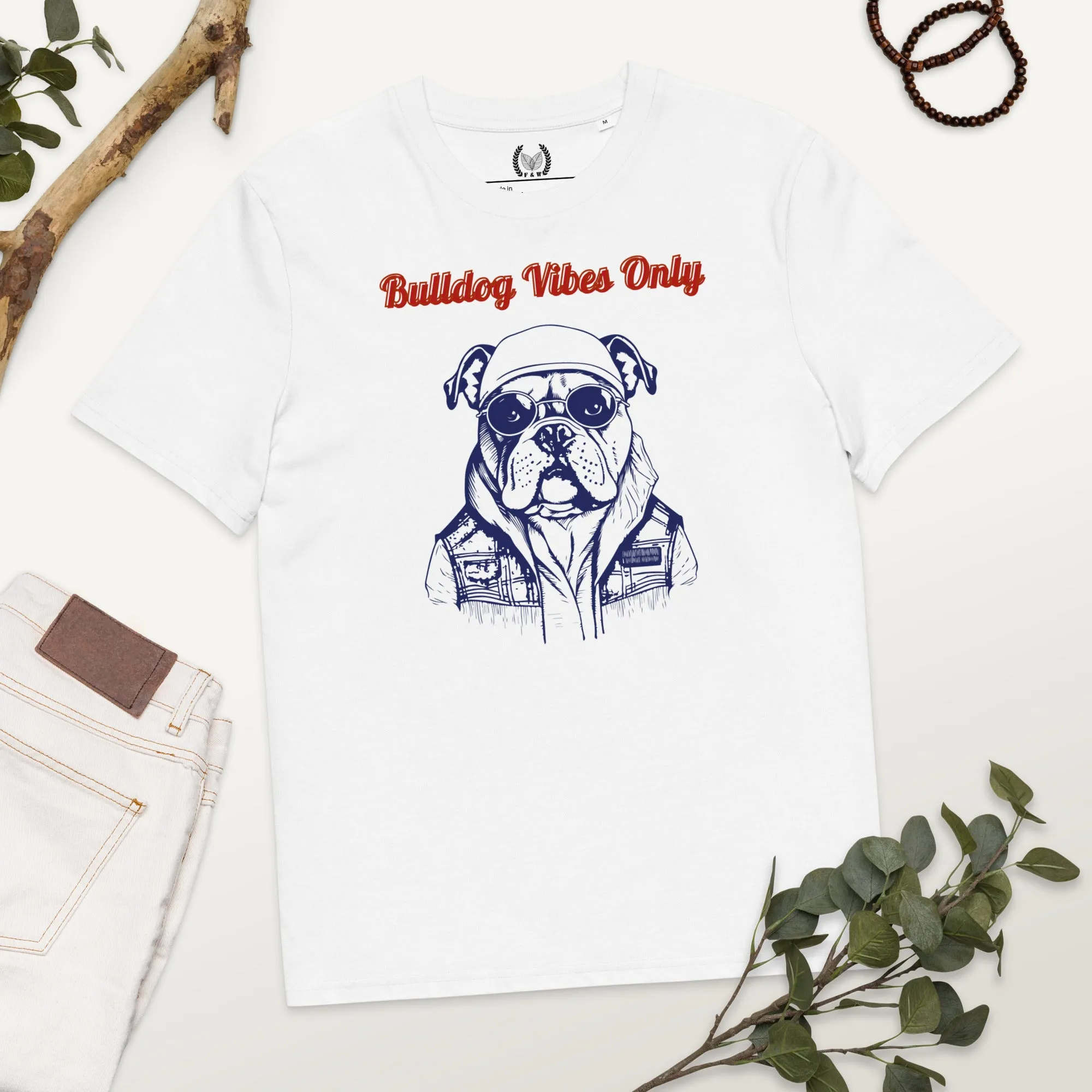 Vegan Organic Cotton T-Shirt | Bulldog Vibes Only Print