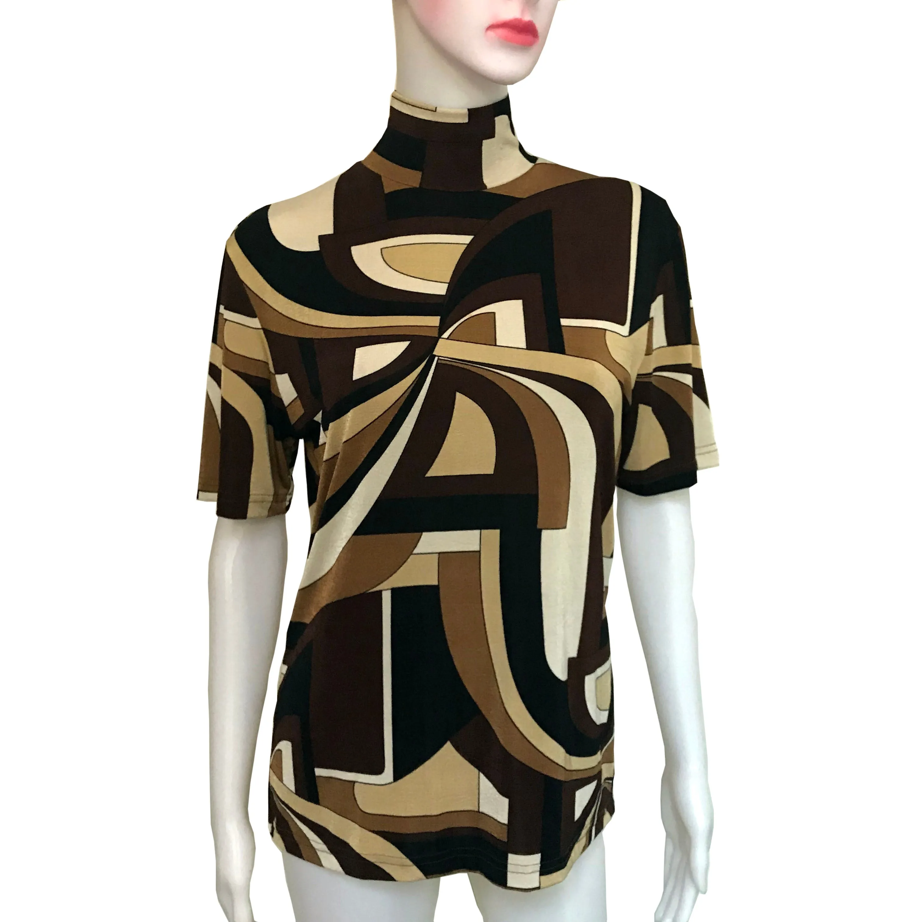 Vintage 1960s Mod Print Mock Turtleneck