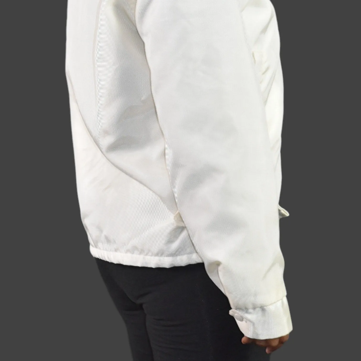 Vintage California White Matte Satin Bomber Jacket Faux Fur Lined Retro Zip Front Small