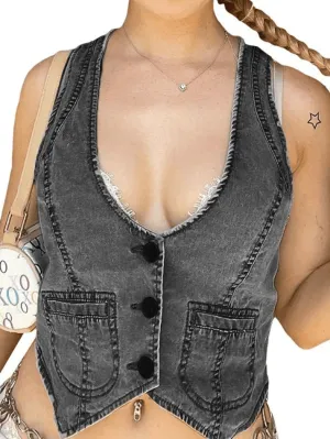 Vintage Y2K Denim Corset Top