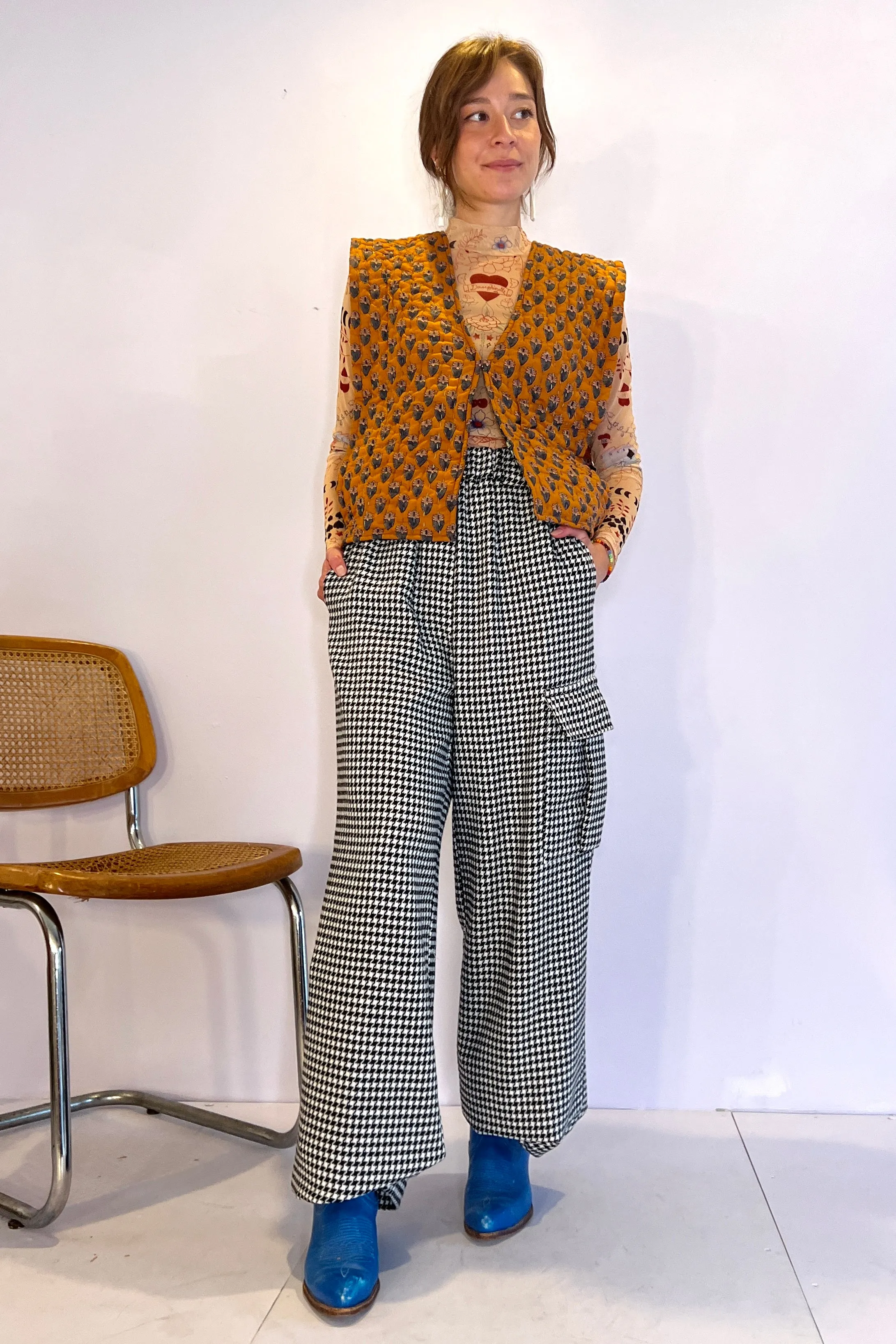 Vivetta- Trousers: Black & White Houndstooth