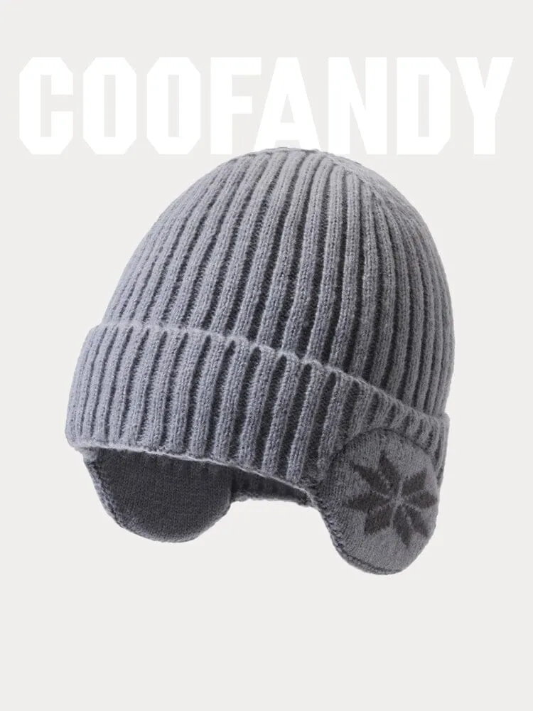 Warm Earflaps Knit Cuffed Beanie