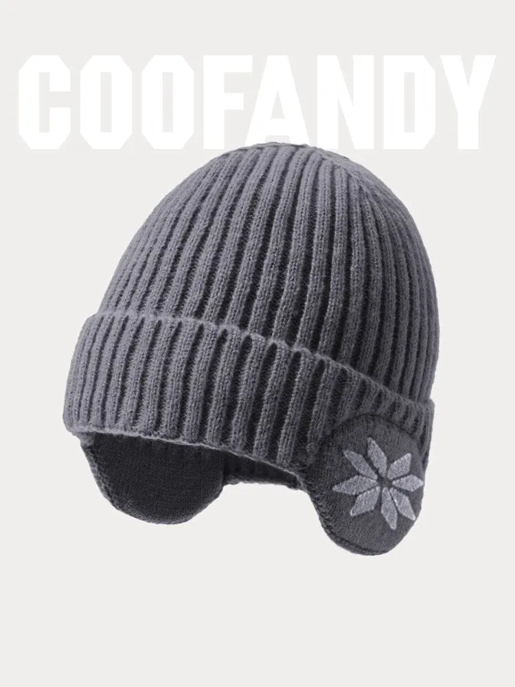 Warm Earflaps Knit Cuffed Beanie